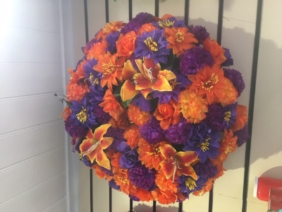 Orange and Purple  Silk Wreath