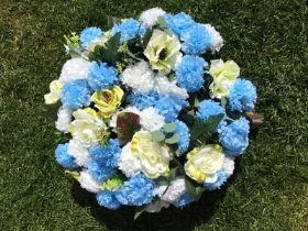 Blue and White Silk Wreath