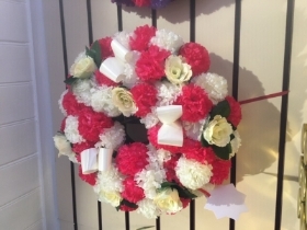 Red and White Silk Wreath