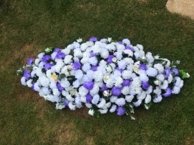 White and Purple Silk Coffin Spray