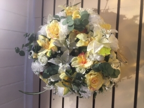 Yellow and White Silk Wreath